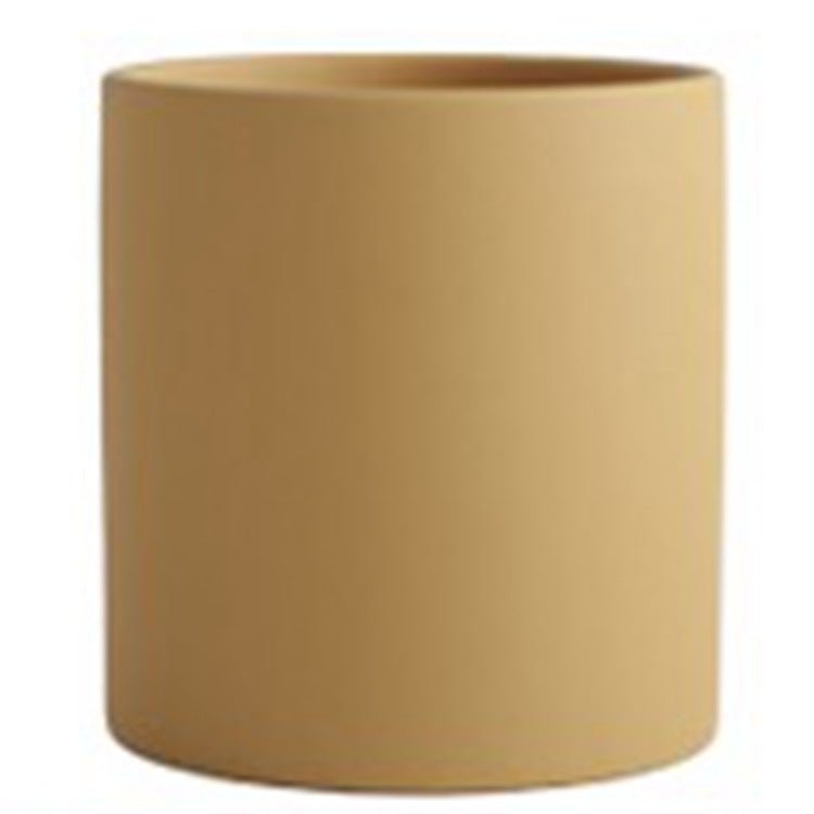 STORAZONE Home Appliances Khaki / 13X13X13 Nordic Industrial Style Colorful Ceramic Flowerpot Succulent Planter Green Plants Cylindrical Shape Flower Pot With Hole Tray