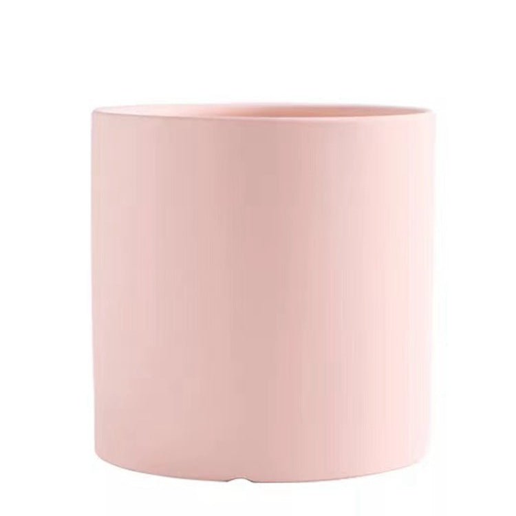 STORAZONE Home Appliances Leather Pink / 13X13X13 Nordic Industrial Style Colorful Ceramic Flowerpot Succulent Planter Green Plants Cylindrical Shape Flower Pot With Hole Tray