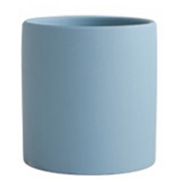 STORAZONE Home Appliances Light Blue / 13X13X13 Nordic Industrial Style Colorful Ceramic Flowerpot Succulent Planter Green Plants Cylindrical Shape Flower Pot With Hole Tray