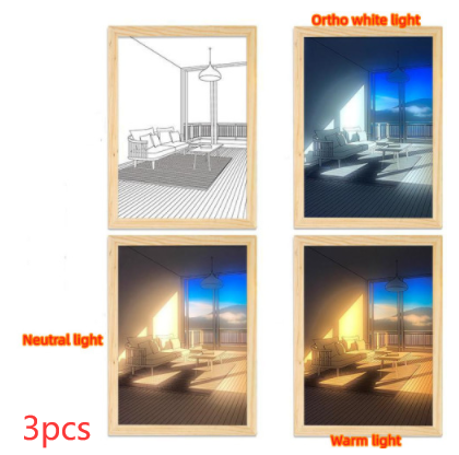 STORAZONE Home Appliances Mountain and River 3pcs / S / USB Illuminated Picture LED Decorative Light Painting Bedside Picture Style Creative Modern Simulate Sunshine Drawing Night Light Gift