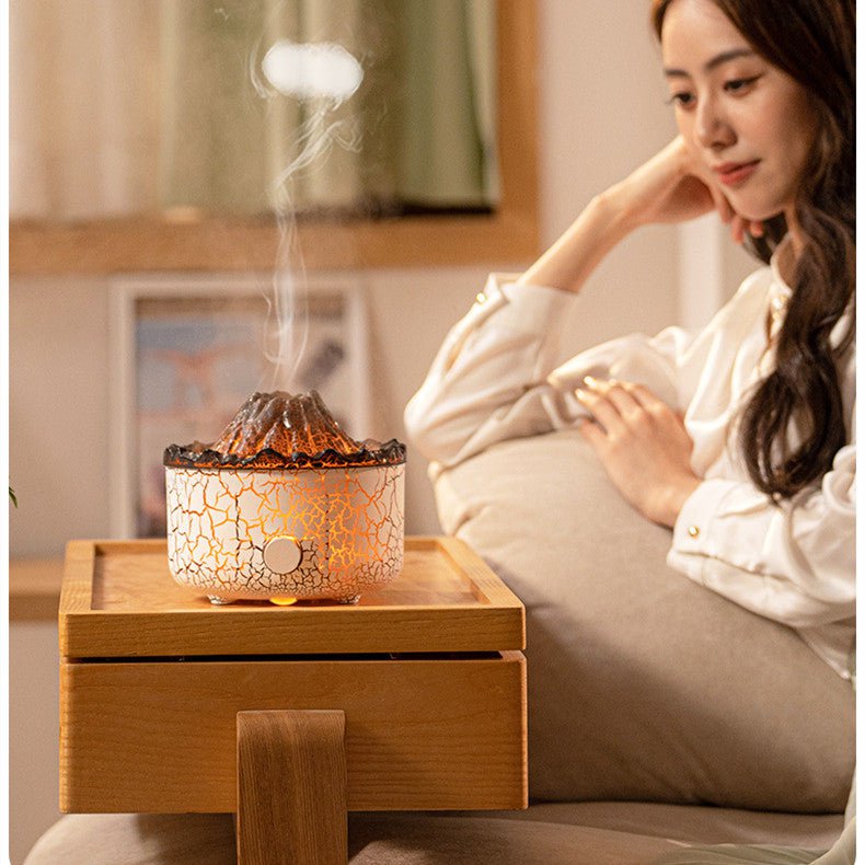 STORAZONE Home Appliances New Creative Volcano Humidifier Aromatherapy Machine Spray Jellyfish Air Flame Humidifier Diffuser