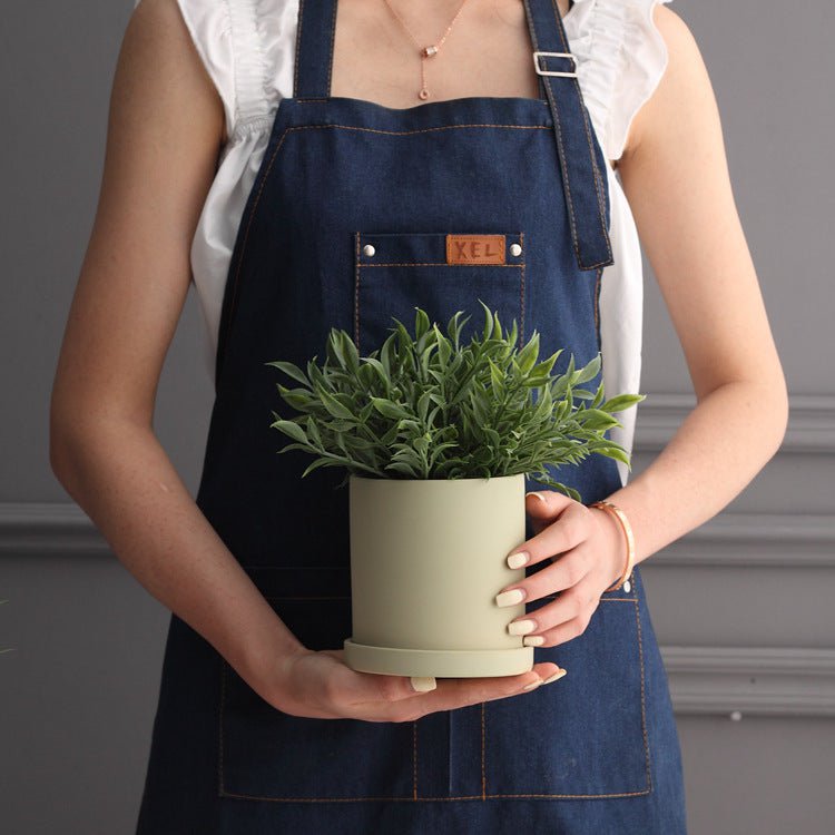 STORAZONE Home Appliances Nordic Industrial Style Colorful Ceramic Flowerpot Succulent Planter Green Plants Cylindrical Shape Flower Pot With Hole Tray