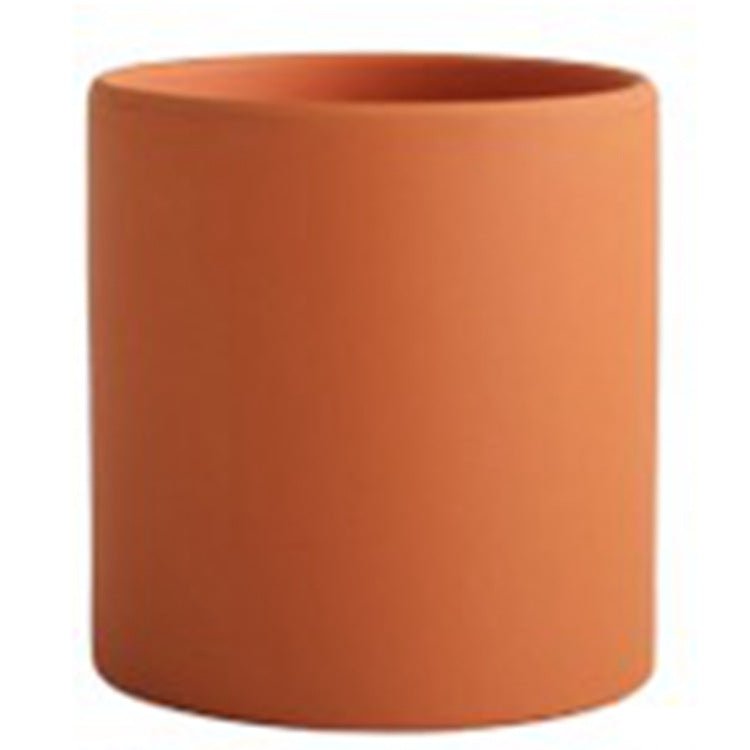STORAZONE Home Appliances Orange / 13X13X13 Nordic Industrial Style Colorful Ceramic Flowerpot Succulent Planter Green Plants Cylindrical Shape Flower Pot With Hole Tray