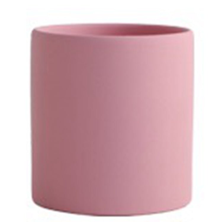 STORAZONE Home Appliances Pink / 13X13X13 Nordic Industrial Style Colorful Ceramic Flowerpot Succulent Planter Green Plants Cylindrical Shape Flower Pot With Hole Tray