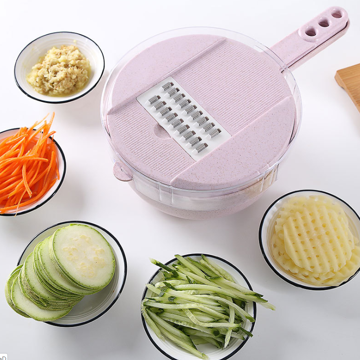 STORAZONE Home Appliances Pink / 1pc 8 In 1 Mandoline Slicer Vegetable Slicer Potato Peeler Carrot Onion Grater With Strainer Vegetable Cutter Kitchen Accessories