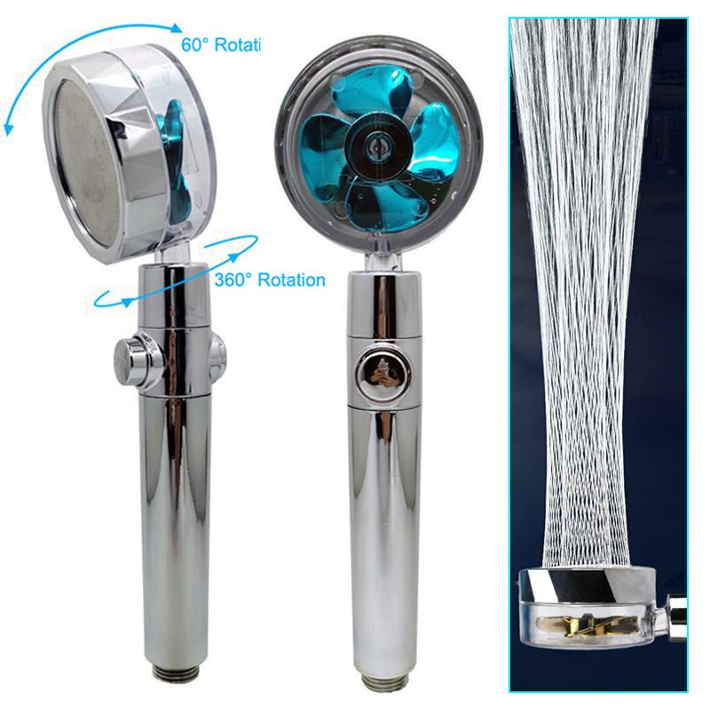 STORAZONE Home Appliances Propeller Driven Shower Head With Stop Button And Cotton Filter Turbocharged High Pressure Handheld Shower Nozzle