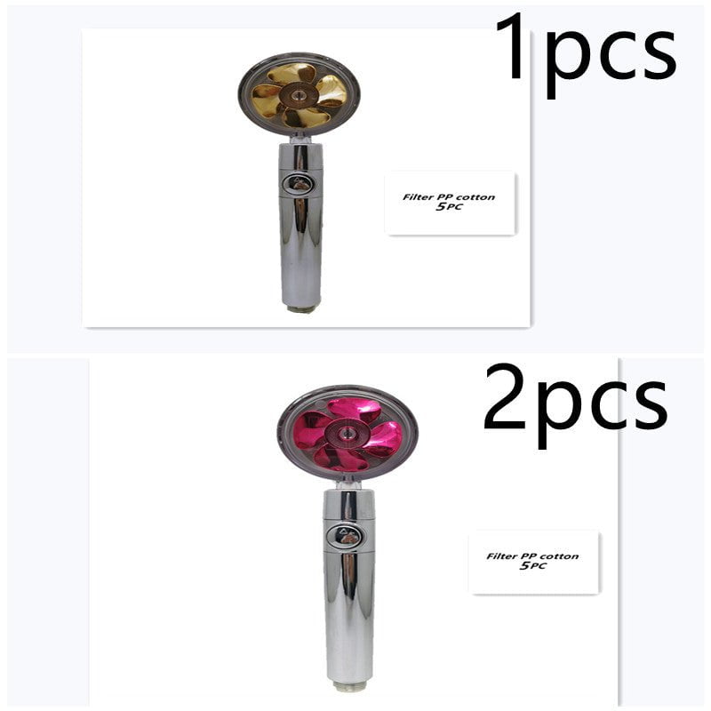 STORAZONE Home Appliances 10set Propeller Driven Shower Head With Stop Button And Cotton Filter Turbocharged High Pressure Handheld Shower Nozzle
