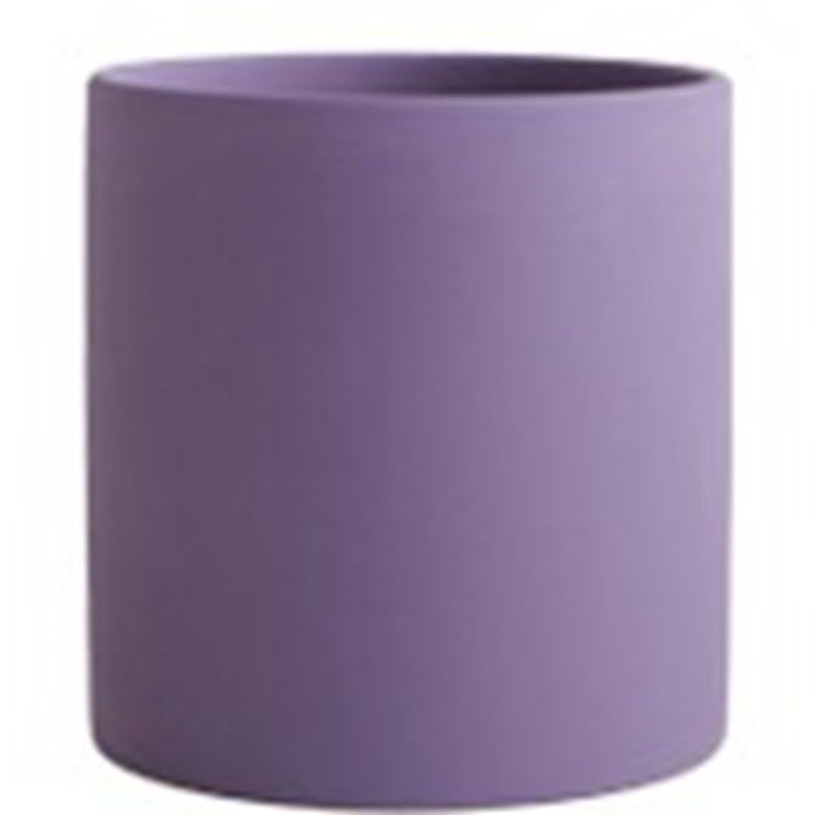 STORAZONE Home Appliances Purple / 13X13X13 Nordic Industrial Style Colorful Ceramic Flowerpot Succulent Planter Green Plants Cylindrical Shape Flower Pot With Hole Tray