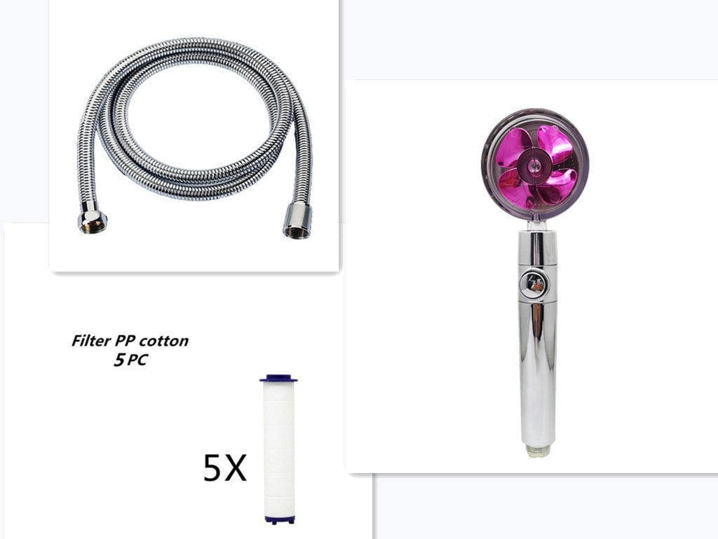 STORAZONE Home Appliances Purple Acombination Propeller Driven Shower Head With Stop Button And Cotton Filter Turbocharged High Pressure Handheld Shower Nozzle