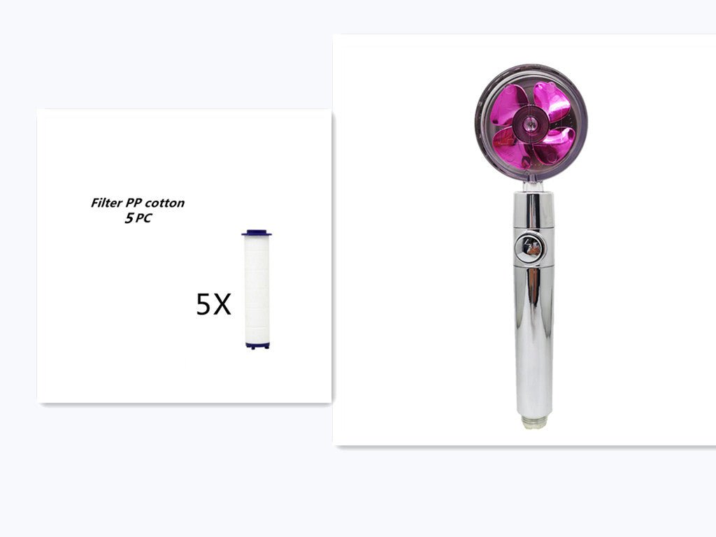 STORAZONE Home Appliances Purple combination Propeller Driven Shower Head With Stop Button And Cotton Filter Turbocharged High Pressure Handheld Shower Nozzle