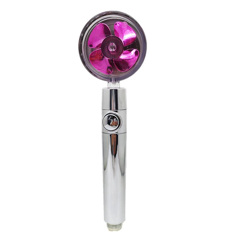 STORAZONE Home Appliances Purple Propeller Driven Shower Head With Stop Button And Cotton Filter Turbocharged High Pressure Handheld Shower Nozzle