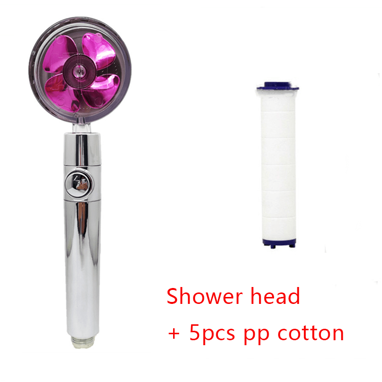 STORAZONE Home Appliances Purple set Shower Head Water Saving Flow 360 Degrees Rotating With Small Fan ABS Rain High Pressure Spray Nozzle Bathroom Accessories