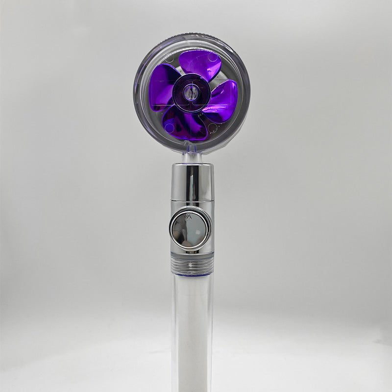 STORAZONE Home Appliances Purple transparent tube Shower Head Water Saving Flow 360 Degrees Rotating With Small Fan ABS Rain High Pressure Spray Nozzle Bathroom Accessories