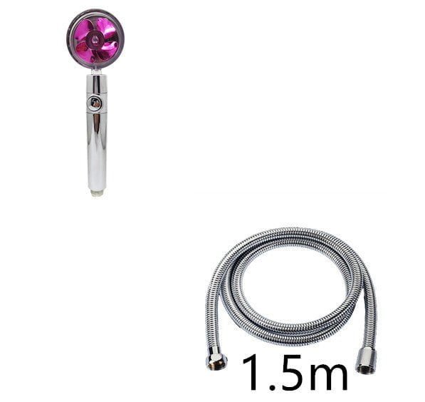 STORAZONE Home Appliances Purple with 1.5m tube Propeller Driven Shower Head With Stop Button And Cotton Filter Turbocharged High Pressure Handheld Shower Nozzle