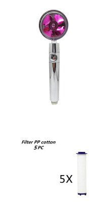 STORAZONE Home Appliances Purple with 5pcs cotton Propeller Driven Shower Head With Stop Button And Cotton Filter Turbocharged High Pressure Handheld Shower Nozzle