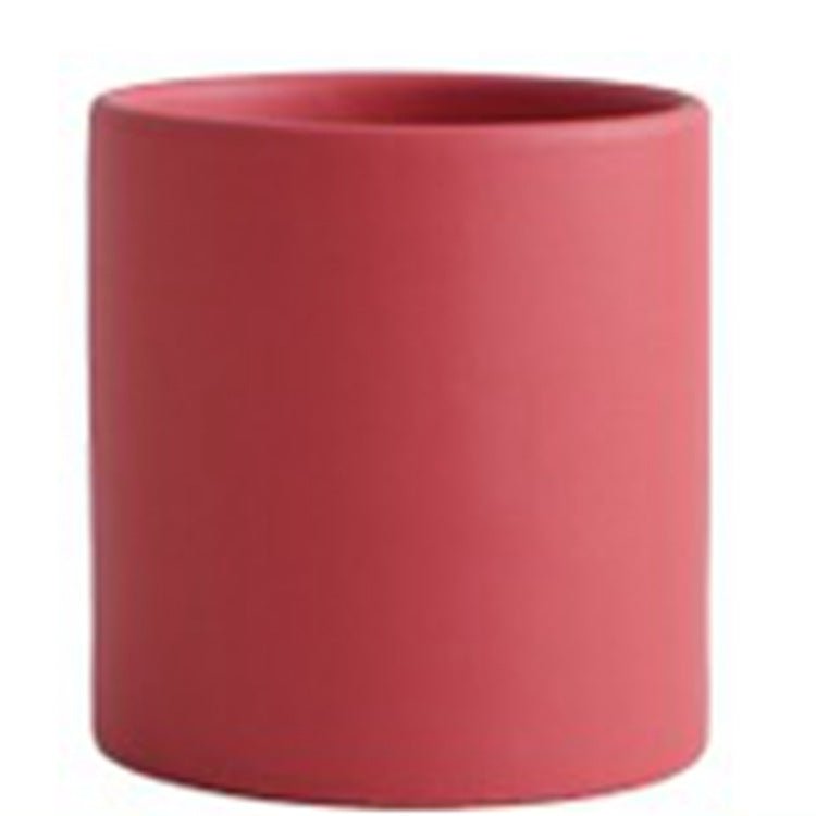 STORAZONE Home Appliances Red / 13X13X13 Nordic Industrial Style Colorful Ceramic Flowerpot Succulent Planter Green Plants Cylindrical Shape Flower Pot With Hole Tray