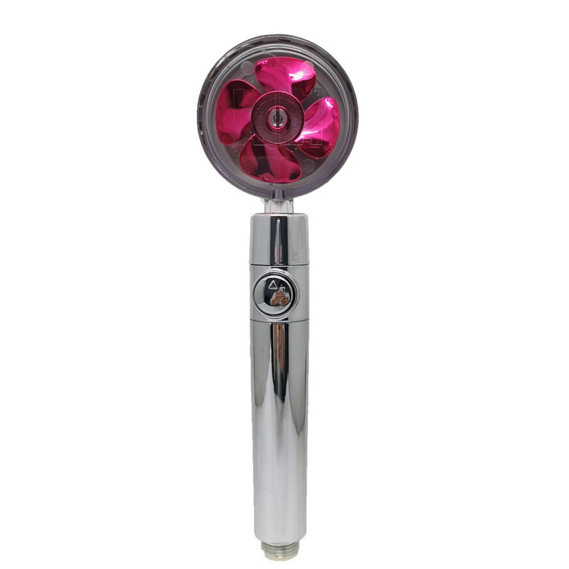 STORAZONE Home Appliances Red Propeller Driven Shower Head With Stop Button And Cotton Filter Turbocharged High Pressure Handheld Shower Nozzle