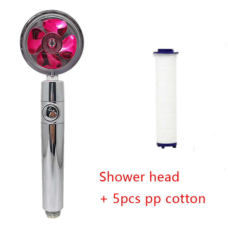 STORAZONE Home Appliances Red set Shower Head Water Saving Flow 360 Degrees Rotating With Small Fan ABS Rain High Pressure Spray Nozzle Bathroom Accessories