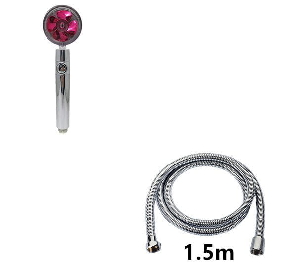 STORAZONE Home Appliances Red with 1.5m tube Propeller Driven Shower Head With Stop Button And Cotton Filter Turbocharged High Pressure Handheld Shower Nozzle