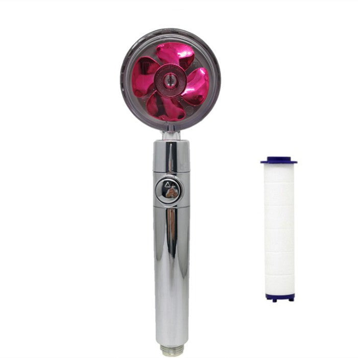 STORAZONE Home Appliances Red with 1PC PP cotton Propeller Driven Shower Head With Stop Button And Cotton Filter Turbocharged High Pressure Handheld Shower Nozzle