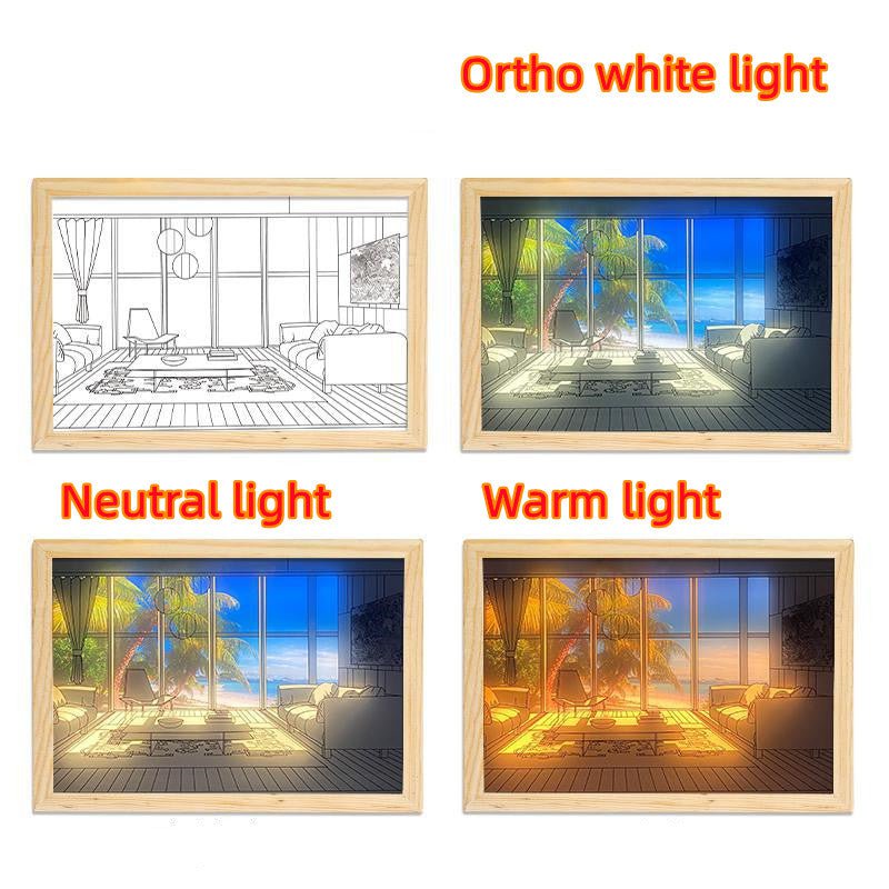 STORAZONE Home Appliances Seaside / 24.5x18.5CM / USB Illuminated Picture LED Decorative Light Painting Bedside Picture Style Creative Modern Simulate Sunshine Drawing Night Light Gift