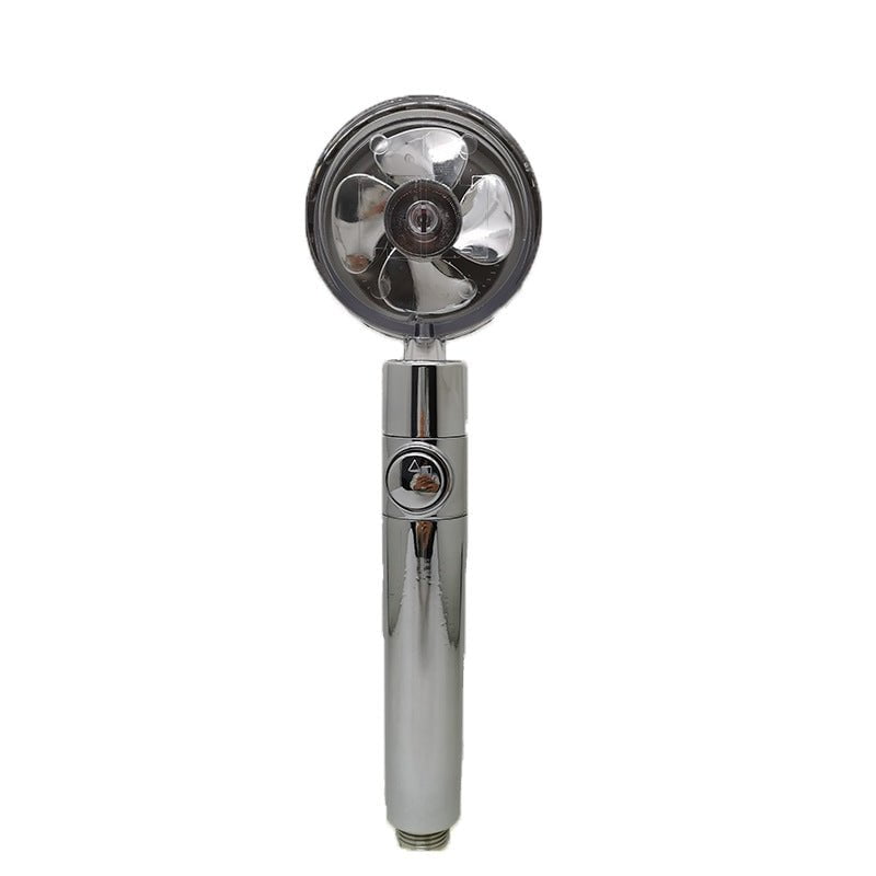 STORAZONE Home Appliances Silver Propeller Driven Shower Head With Stop Button And Cotton Filter Turbocharged High Pressure Handheld Shower Nozzle
