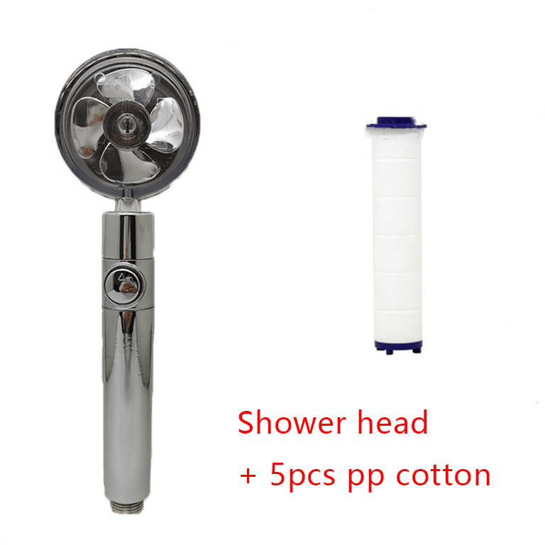 STORAZONE Home Appliances Silver set Shower Head Water Saving Flow 360 Degrees Rotating With Small Fan ABS Rain High Pressure Spray Nozzle Bathroom Accessories