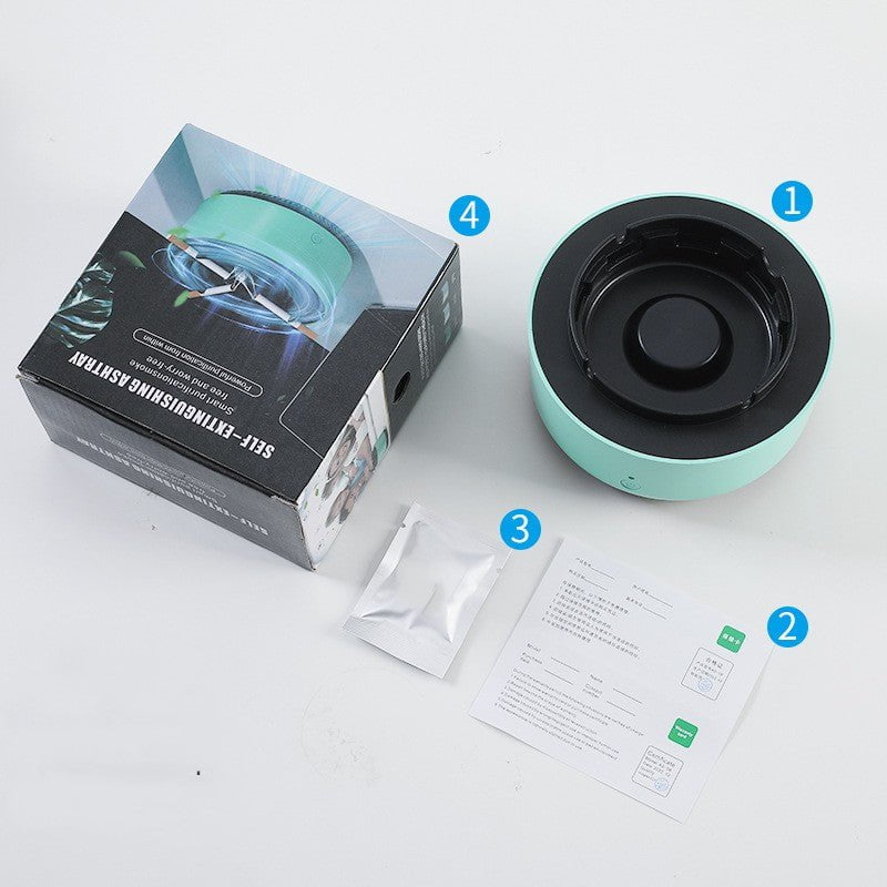 STORAZONE Home Appliances Starry Sky Green Smoke Removal Air Purification Ashtray Anion Purification Practical Automatic Purifier Ashtray Portable Gadgets For Car Ashtray