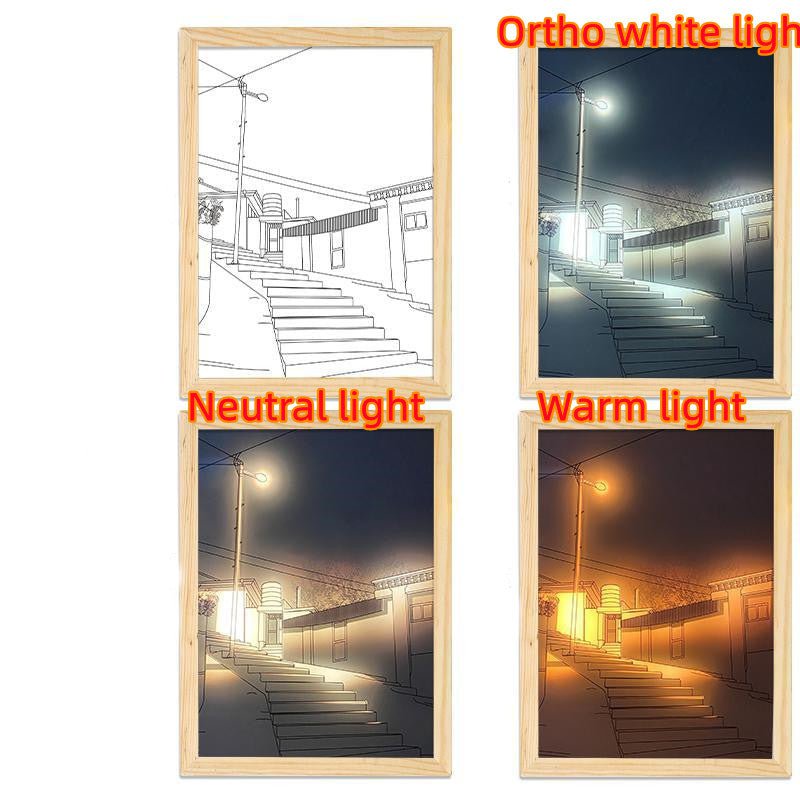 STORAZONE Home Appliances Steps under the street lamp / 24.5x18.5CM / USB Illuminated Picture LED Decorative Light Painting Bedside Picture Style Creative Modern Simulate Sunshine Drawing Night Light Gift