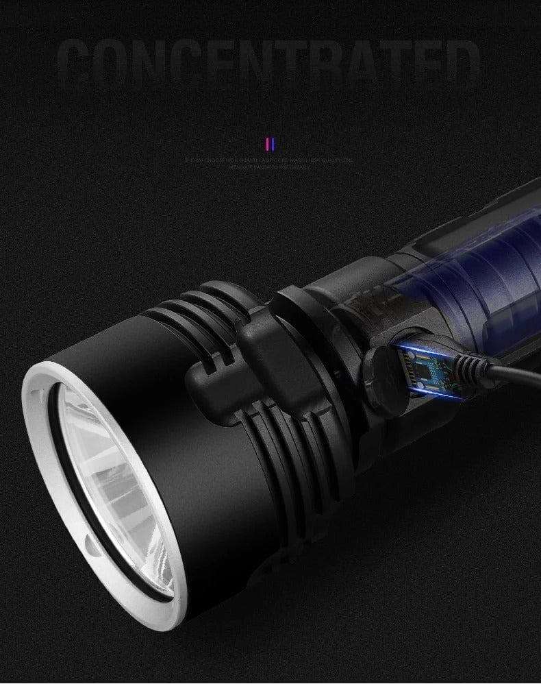 STORAZONE Home Appliances Strong Flashlight Focusing Led Flash Light Rechargeable Super Bright LED Outdoor Xenon Lamp