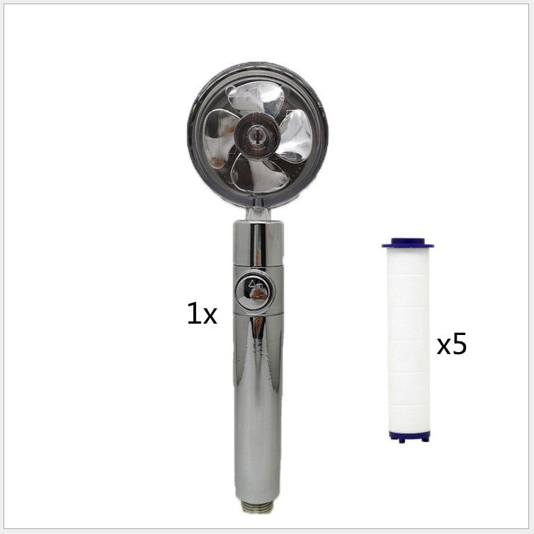 STORAZONE Home Appliances Style A Propeller Driven Shower Head With Stop Button And Cotton Filter Turbocharged High Pressure Handheld Shower Nozzle
