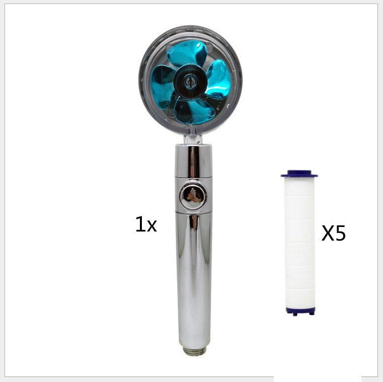 STORAZONE Home Appliances Style B Propeller Driven Shower Head With Stop Button And Cotton Filter Turbocharged High Pressure Handheld Shower Nozzle