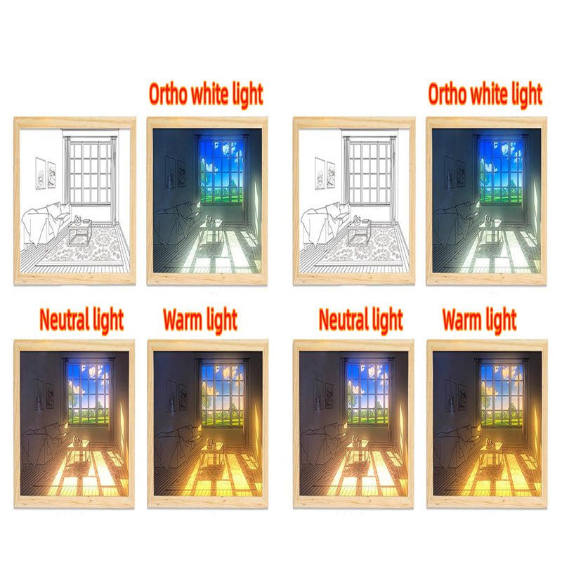 STORAZONE Home Appliances Suit4 / S L / USB Illuminated Picture LED Decorative Light Painting Bedside Picture Style Creative Modern Simulate Sunshine Drawing Night Light Gift