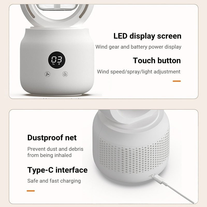 STORAZONE Home Appliances Summer Water Cooled Spray Mist Electric Fan USB Rechargeable Portable Wireless Air Humidifier Bladeless Ventilator Table Fan