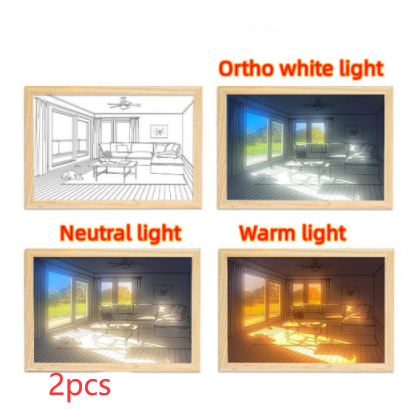 STORAZONE Home Appliances Sunbathing dog 2pcs / S / USB Illuminated Picture LED Decorative Light Painting Bedside Picture Style Creative Modern Simulate Sunshine Drawing Night Light Gift