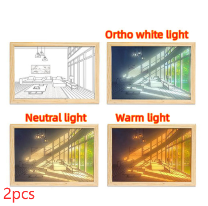 STORAZONE Home Appliances Sunny Day 2pcs / S / USB Illuminated Picture LED Decorative Light Painting Bedside Picture Style Creative Modern Simulate Sunshine Drawing Night Light Gift