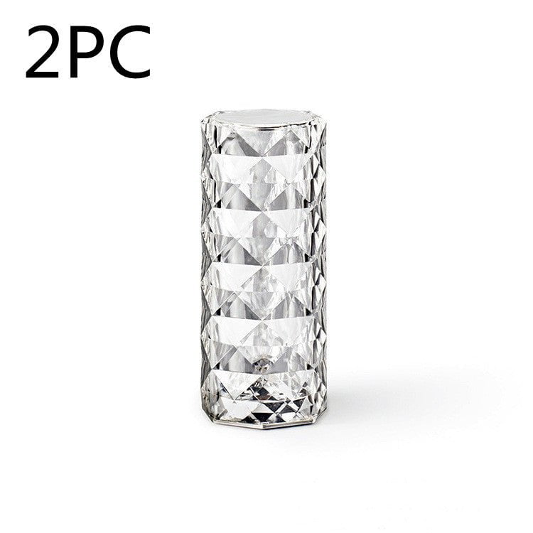 STORAZONE Home Appliances White / 16colors 2PC / USB Nordic Crystal Lamp USB Table Lamps Bedroom Touch Dimming Atmosphere Diamond Night Light Rose Projector Lamp Decor