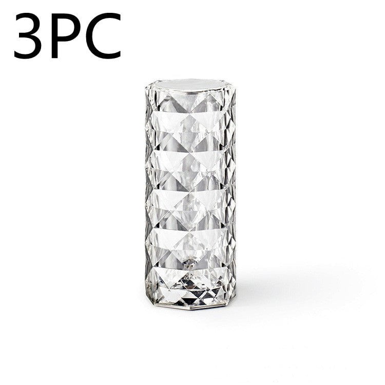 STORAZONE Home Appliances White / 16colors 3PC / USB Nordic Crystal Lamp USB Table Lamps Bedroom Touch Dimming Atmosphere Diamond Night Light Rose Projector Lamp Decor