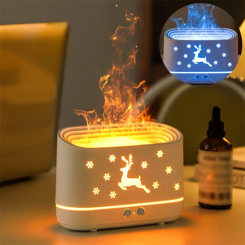 STORAZONE Home Appliances White / USB Elk Flame Humidifier Diffuser Mute Household Atmosphere Lamp Christmas Home Decorations