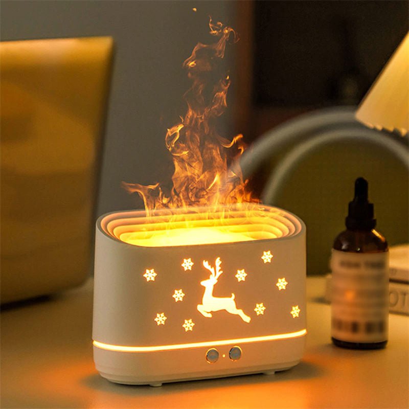 STORAZONE Home Appliances White / USB Elk Flame Humidifier Diffuser Mute Household Atmosphere Lamp Christmas Home Decorations