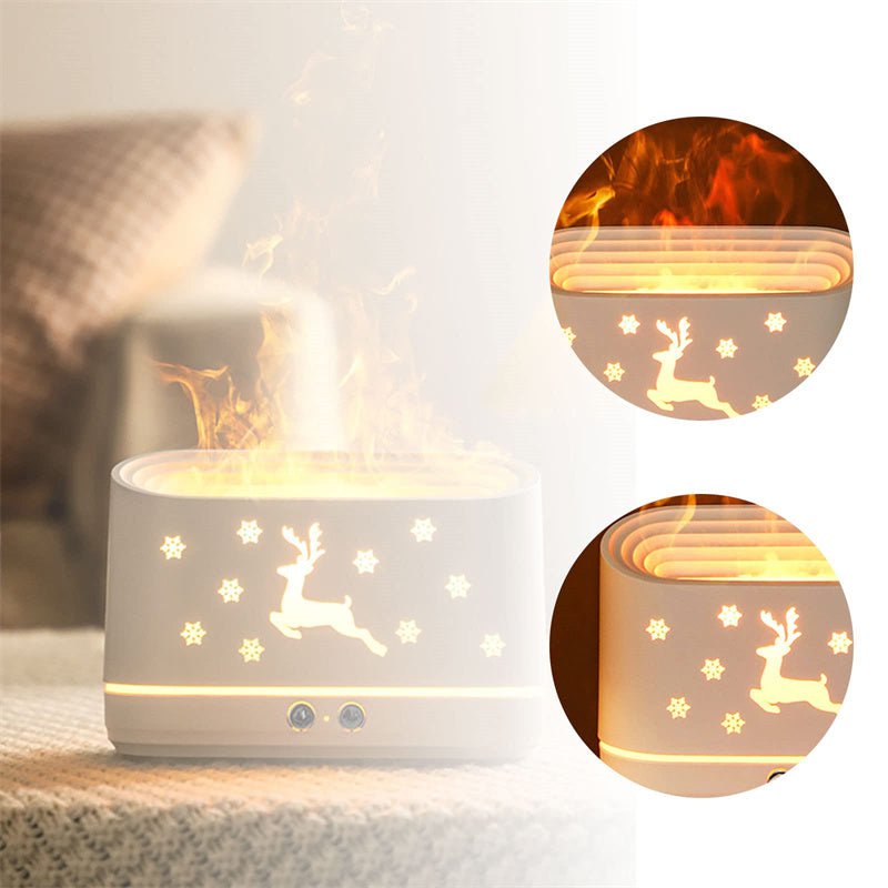 STORAZONE Home Appliances White / USB Elk Flame Humidifier Diffuser Mute Household Atmosphere Lamp Christmas Home Decorations