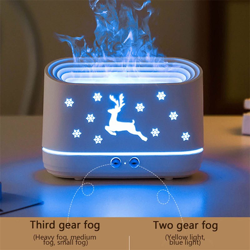 STORAZONE Home Appliances White / USB Elk Flame Humidifier Diffuser Mute Household Atmosphere Lamp Christmas Home Decorations