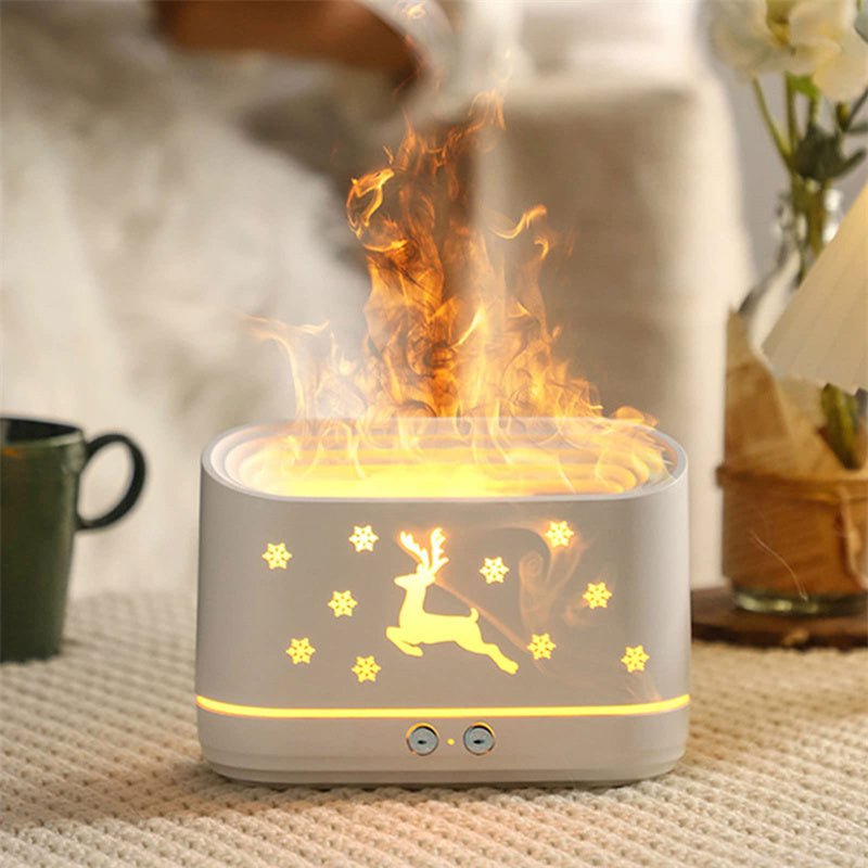 STORAZONE Home Appliances White / USB Elk Flame Humidifier Diffuser Mute Household Atmosphere Lamp Christmas Home Decorations