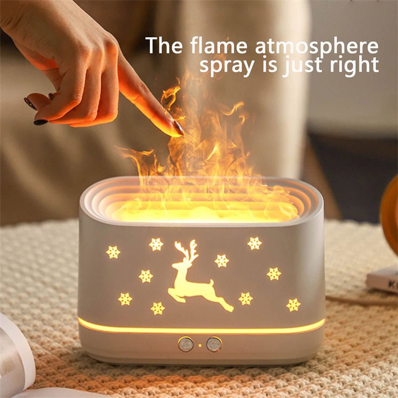 STORAZONE Home Appliances White / USB Elk Flame Humidifier Diffuser Mute Household Atmosphere Lamp Christmas Home Decorations