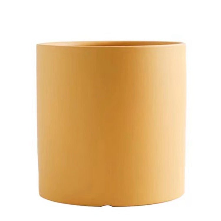 STORAZONE Home Appliances Yellow / 13X13X13 Nordic Industrial Style Colorful Ceramic Flowerpot Succulent Planter Green Plants Cylindrical Shape Flower Pot With Hole Tray
