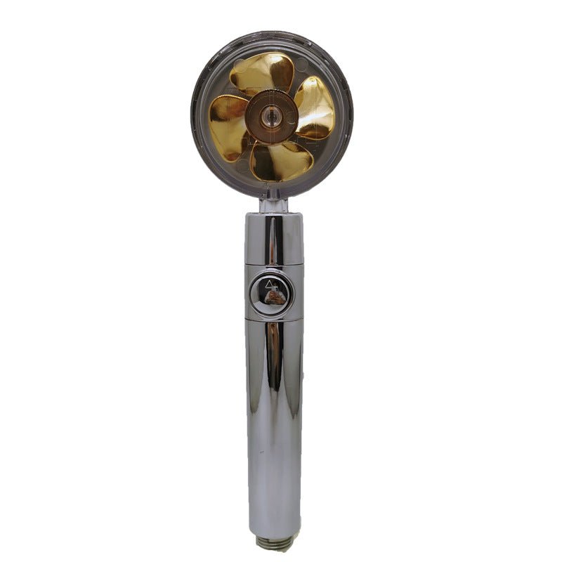 STORAZONE Home Appliances Yellow Propeller Driven Shower Head With Stop Button And Cotton Filter Turbocharged High Pressure Handheld Shower Nozzle