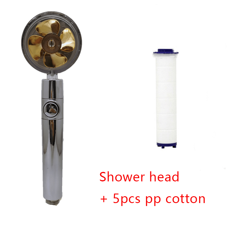 STORAZONE Home Appliances Yellow set Shower Head Water Saving Flow 360 Degrees Rotating With Small Fan ABS Rain High Pressure Spray Nozzle Bathroom Accessories