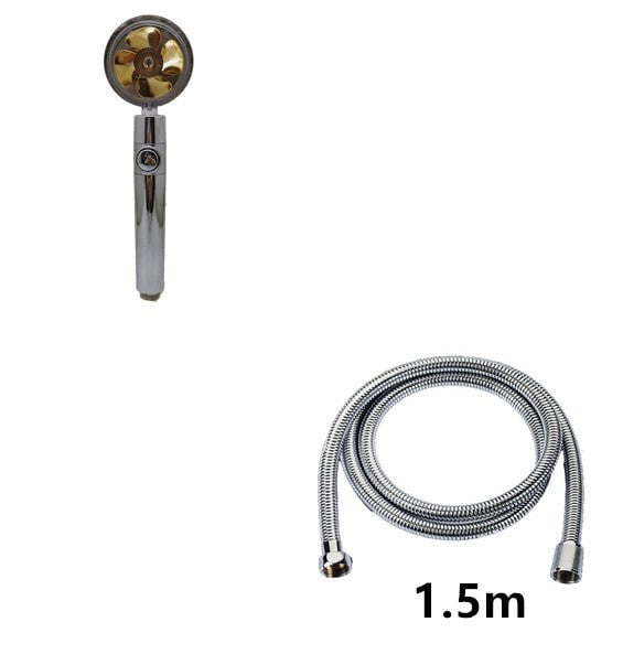 STORAZONE Home Appliances Yellow with 1.5m tube Propeller Driven Shower Head With Stop Button And Cotton Filter Turbocharged High Pressure Handheld Shower Nozzle