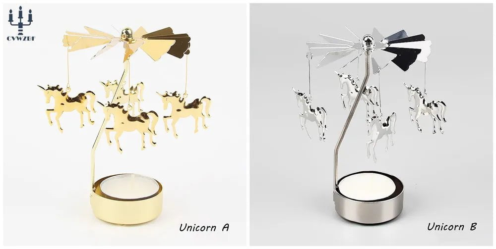 Storazone Horse / 1 pc Gold 1pc Metal Hot Rotating Candle Holder Christmas Rotating Candle Holder Dinner Party Wedding Party Candle Holder Decoration Gift