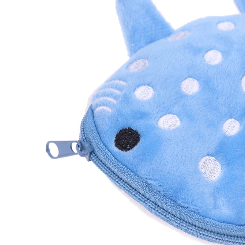 Storazone HOT! Cute Cartoon Plush Shark Coin Purse Plush Animal Wallet For Women Kids Zipper Coin Bag